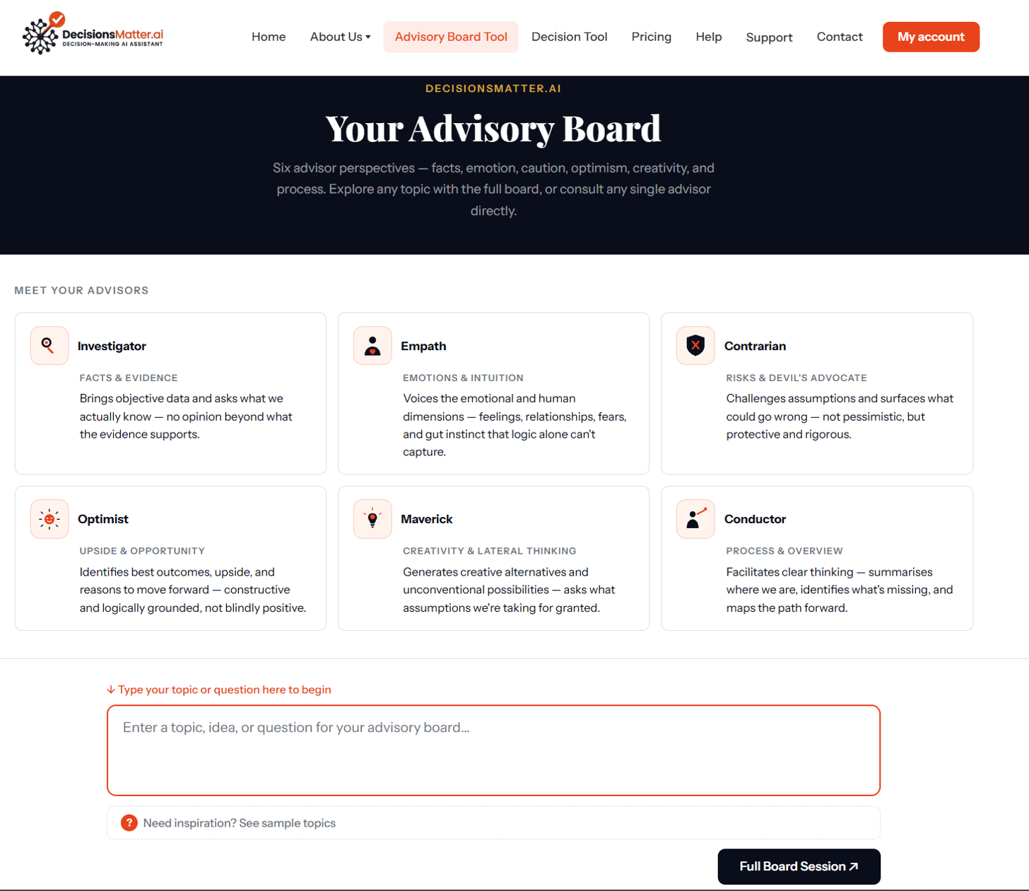 DecisionsMatter.ai — Advisory Board feature